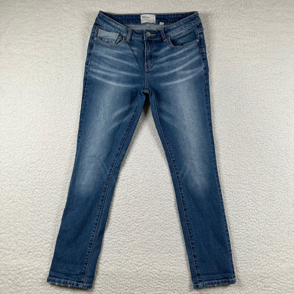BKE Stella Mid-Rise Crop Jeans Women Slim Stretch 27 Blue Medium Wash Boho Indie